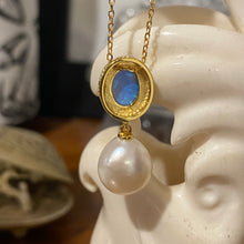 Load image into Gallery viewer, 'Stardust' Opal and Gold Freshwater Pearl Pendant