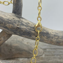 Load image into Gallery viewer, Gold chain necklace featuring an 13-14mm White Button smooth baroque shape freshwater pearl
This necklace is 18ct gold plated over 925 Sterling silver and features a lobster clasp
The length is adjustable up to 45cm by using the shorter links to attach the lobster clasp
There is a similar matching bracelet with the same name for $145
This is available in gold or silver 