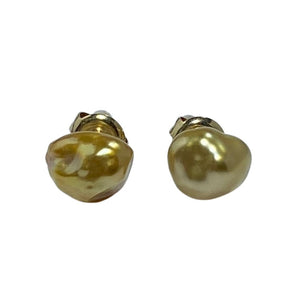 Golden "Keshi" South Sea pearl studs