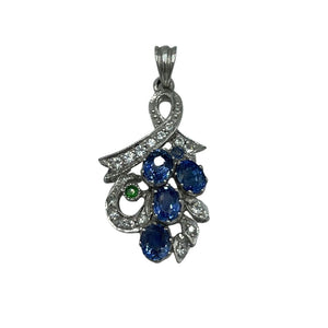 Sapphire and Green Garnet Gemstone pendant