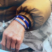 Load image into Gallery viewer, Stunning new range of Men&#39;s Stainless steel and nautical rope jewellery, hand made in Amsterdam and designed with strength to be worn 24/7

Cobalt Blue 6mm round rope and silver fittings

Adjustable size

In stock now in size S and M

Also available in other colors and sizes&nbsp;
