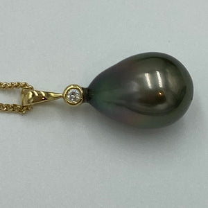 'Lucia' Tahitian South Sea Pearl and Diamond Pendant