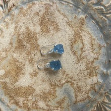 Load image into Gallery viewer, &lt;p&gt;Sterling silver claw set shepherds hook style earrings featuring stunning Rough cut Aquamarine gemstones&lt;/p&gt; &lt;p&gt;The stones vary in shape but are roughly rectangle and 11 x 12mm in size&lt;/p&gt; &lt;p&gt;Team your aquamarine earrings with an aquamarine necklace for a WOW effect&lt;/p&gt;
