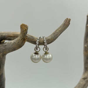 White gold Detachable "Huggie" style Earrings & pearls