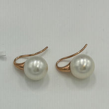 Load image into Gallery viewer, Australian South sea pearl earrings set on 9ct Rose gold short french hook style earrings featuring 10.7mm pearls, Round in shape, White with pink hues, AAA grade  This setting can be made to order with the pearls of your choice  J3422
