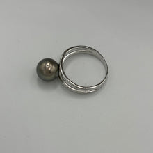 Load image into Gallery viewer, This ring features a Fijian South Sea Pearl set in 925 sterling silver and rhodium coated for a non tarnish finish. The pearl is semi Round in shape and 10mm in size and chocolate in colour.    Size R1/2 / 60  J3432
