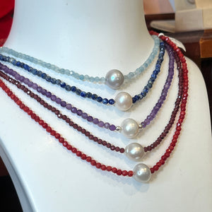 'Garnet 2' and Australian South Sea pearl and gemstone necklace