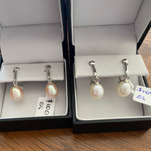 Load image into Gallery viewer, &#39;Clip On&#39;  Drop style Freshwater Pearl Studs
