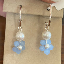 Load image into Gallery viewer, &#39;Blue flower&#39; Silver Fashion Jewellery Freshwater Pearl Earrings
