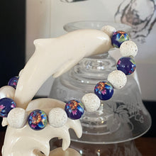 Load image into Gallery viewer, White Lava and vintage glass bead Bracelet
