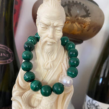 Load image into Gallery viewer, "Malachite" and Freshwater Pearl Bracelet
