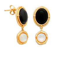 Load image into Gallery viewer, &#39;Dark Night&#39; Gold Mother of Pearl Earrings
