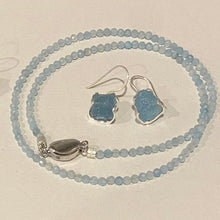 Load image into Gallery viewer, &lt;p&gt;Sterling silver claw set shepherds hook style earrings featuring stunning Rough cut Aquamarine gemstones&lt;/p&gt; &lt;p&gt;The stones vary in shape but are roughly rectangle and 11 x 12mm in size&lt;/p&gt; &lt;p&gt;Team your aquamarine earrings with an aquamarine necklace for a WOW effect&lt;/p&gt;
