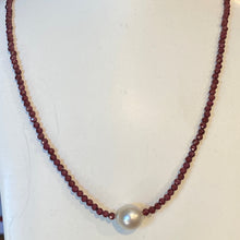 Load image into Gallery viewer, &#39;Garnet 2&#39; and Australian South Sea pearl and gemstone necklace
