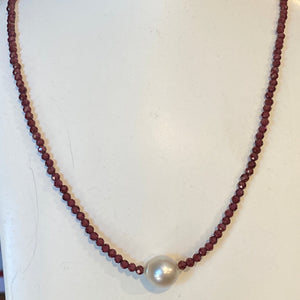 'Garnet 2' and Australian South Sea pearl and gemstone necklace