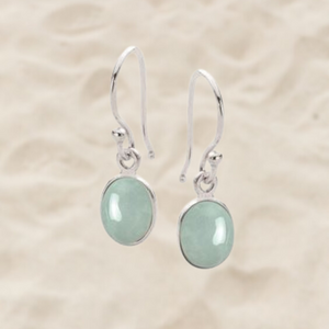 <p>Sterling silver claw set shepherds hook style earrings featuring stunning facetted bezel set Oval shape Aquamarine gemstones</p> <p>Team your aquamarine earrings with an aquamarine necklace for a WOW effect</p>
