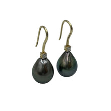 Load image into Gallery viewer, &#39;Lucia&#39; Tahitian South sea pearl and diamond earrings
