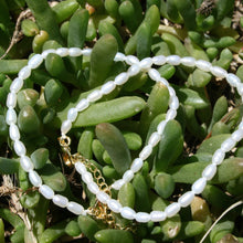 Load image into Gallery viewer, White Drop Freshwater Pearls, 3-4mm in Size, with Sterling Silver Clasp, 19 cm or 21cm with a 3cm extension chain  Note the 21cm works as an anklet   Also available with gold plated chain and clasp  There is also a matching necklace
