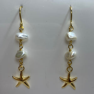 'Starfish' Hook Style Freshwater Pearl Earrings