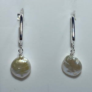 'Alabar' Freshwater Coin Pearl Earrings