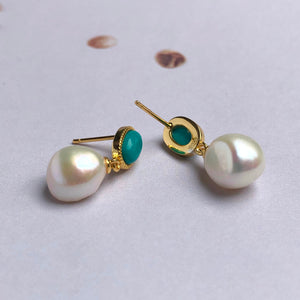 'Double Link' Freshwater Pearl Earrings