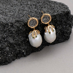 'Ancient Coin' Freshwater Pearl Earrings
