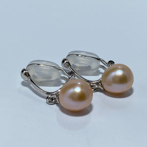 'Clip On'  Drop style Freshwater Pearl Studs