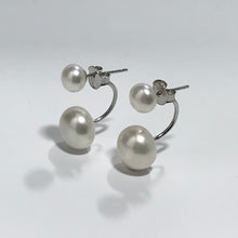 Load image into Gallery viewer, &#39;Marni&#39; Sterling Silver Double Freshwater Pearl Earrings
