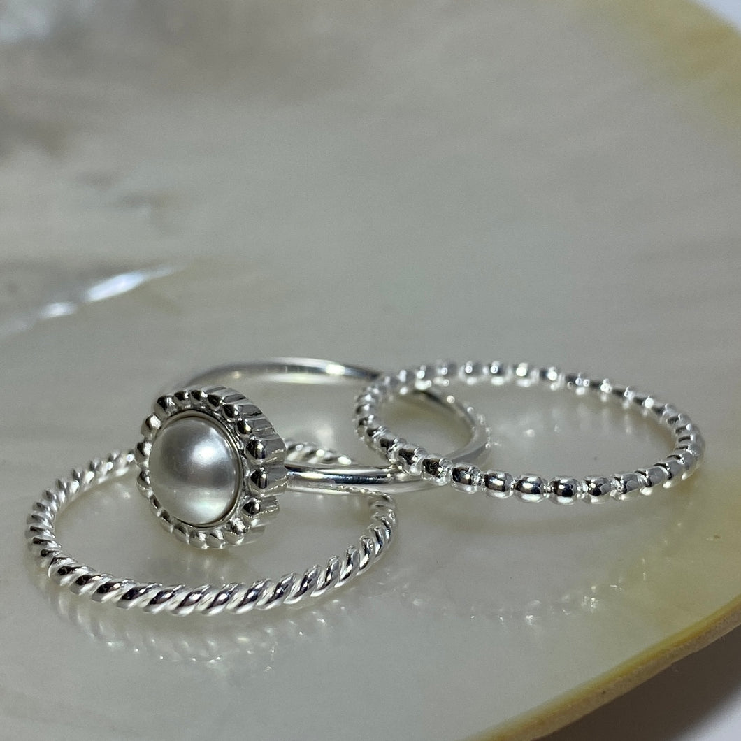 'Sprat' Freshwater Pearl Triple Ring