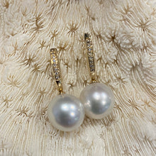 Load image into Gallery viewer, &#39;Sabina&#39; White Australian South Sea Pearl and diamond Earrings
