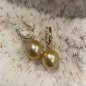 'Goldie' Golden Huggie South Sea Pearl Earrings