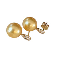 Load image into Gallery viewer, &#39;Sierra&#39; Golden South Sea Pearl and diamond Earrings
