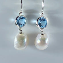 Load image into Gallery viewer, &#39;Zhuri Blue&#39; Freshwater Pearl Earrings
