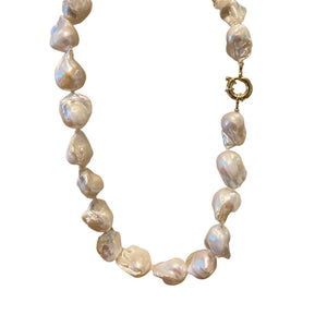 'White' Freshwater "Baroque" Pearl Strand with Gold clasp