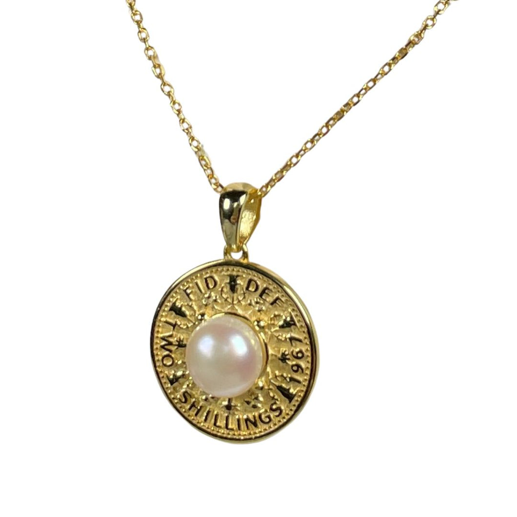 'Gold Coin' Freshwater Pearl Pendant