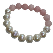 Load image into Gallery viewer, Freshwater Pearl and Pink Jade Bracelet
